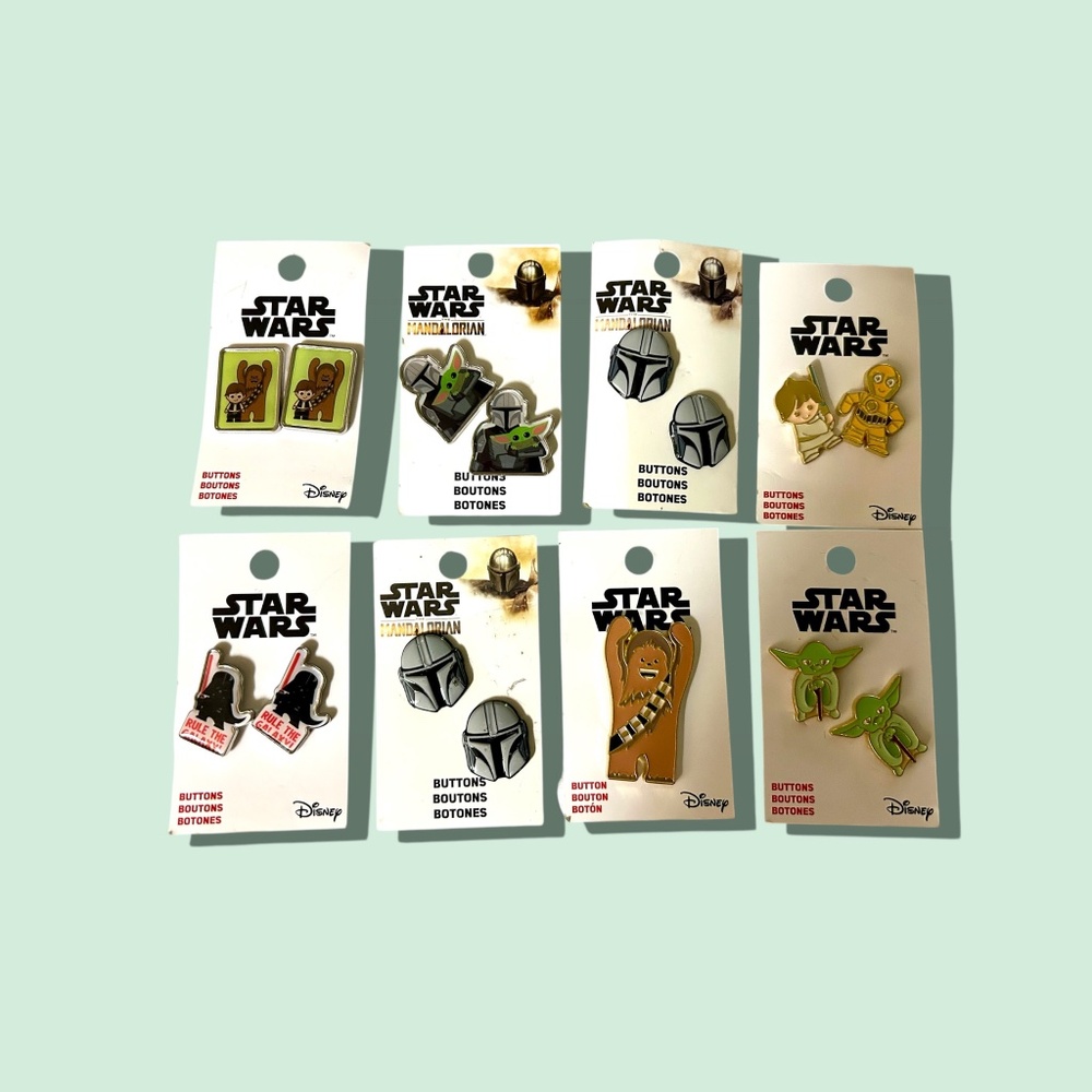 Star Wars buttons for clothing 8 pack lot